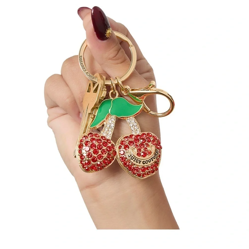 NWT Juicy Couture Cherry 🍒 Pave Charm Keychain